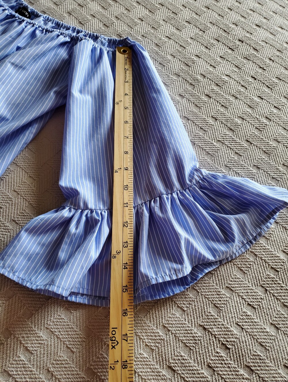 Style Envy Striped Off The Shoulder Ruffle Blouse Tiered Flounce Top Vacation - Picture 8 of 12
